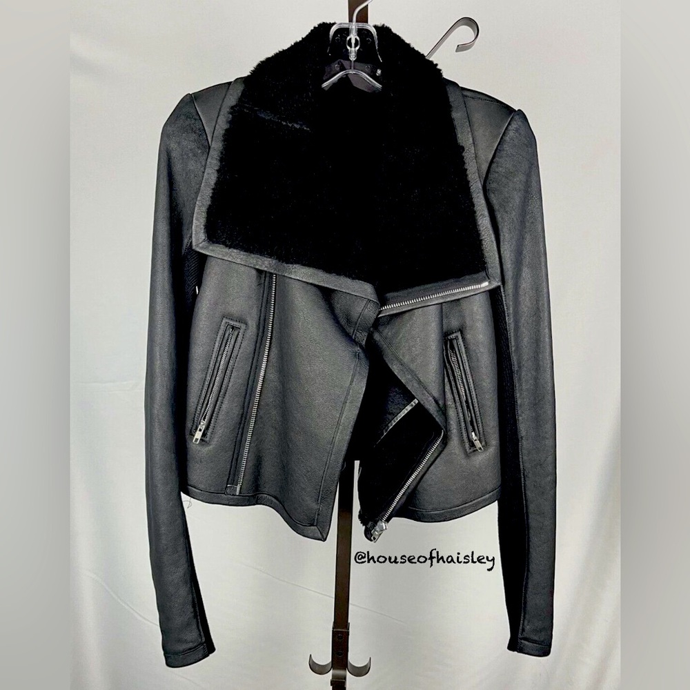 ‼️SOLD‼️ RICK OWENS Shearling Lamb Leather Moto Jacket Black Size 8 US / 42 IT